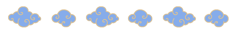 upper decorative strip with clouds